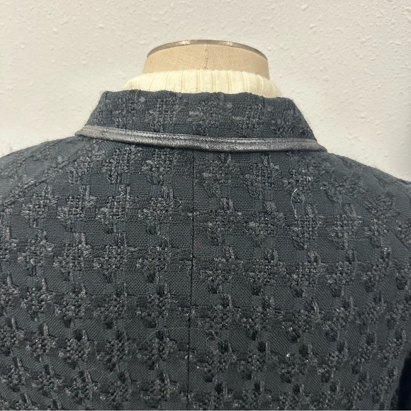 Albert Nipon Textured Black Blazer & Pant Suit Set With Leather Trim - Picture 8 of 16